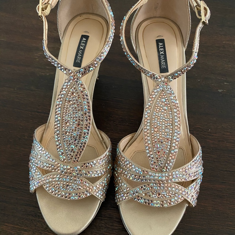 Gold Alex Marie heels with crystals